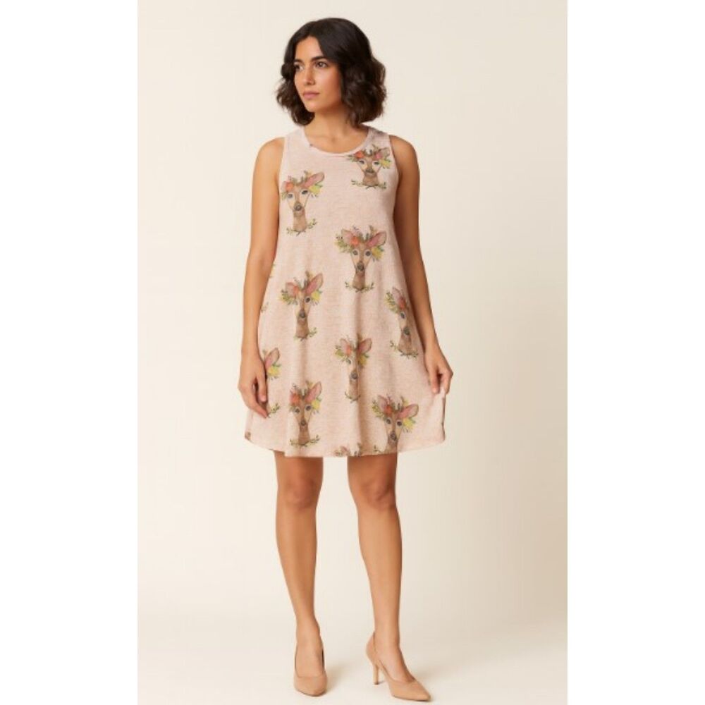 Judith March Tank Dress Lined Christmas Deer Spring Summer Winter Womens Size S